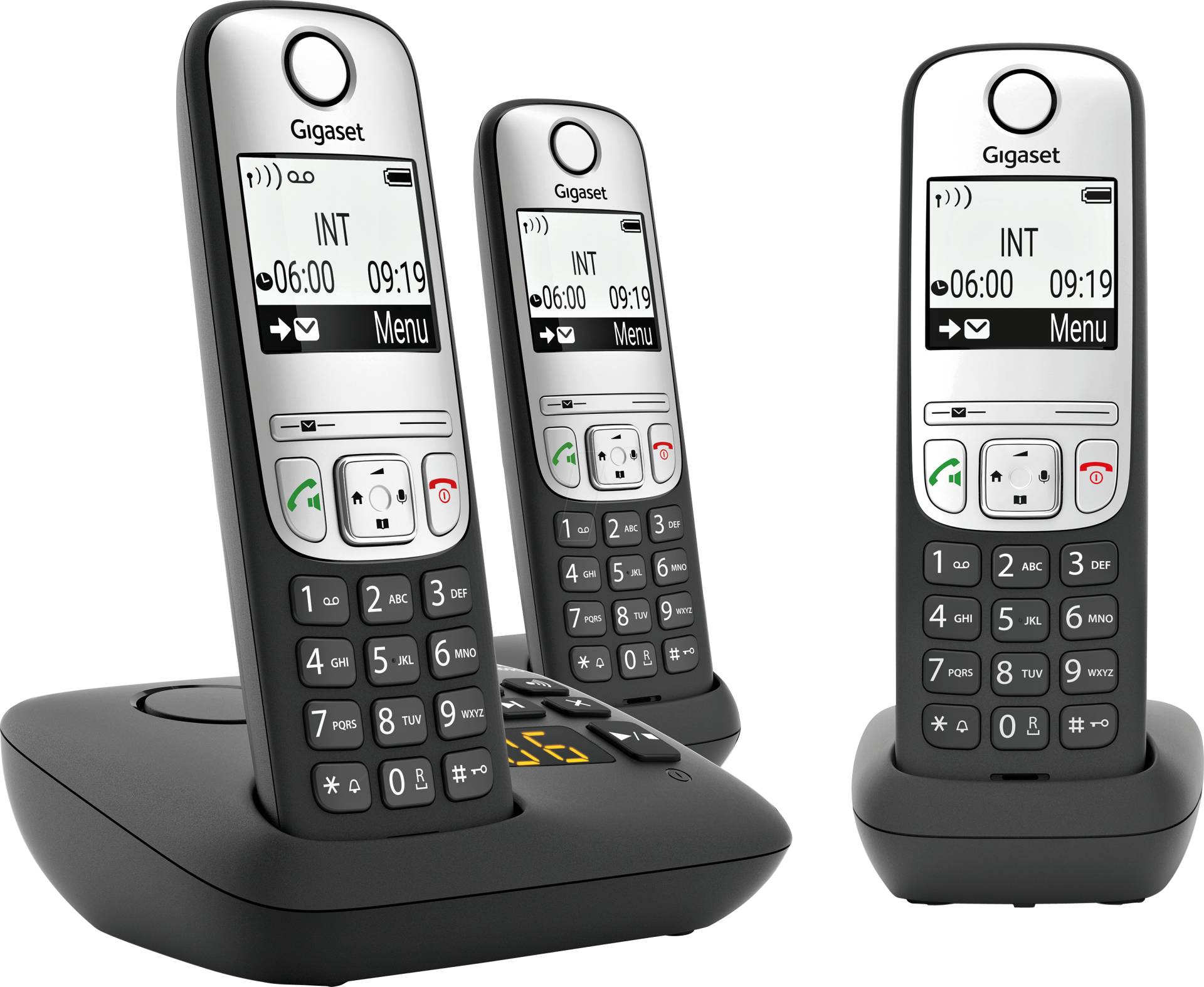 GIGASET A690ATSW - DECT Telefon, 3 Mobilteile, Anrufbeantworter, schwarz von GIGASET COMMUNICATIONS