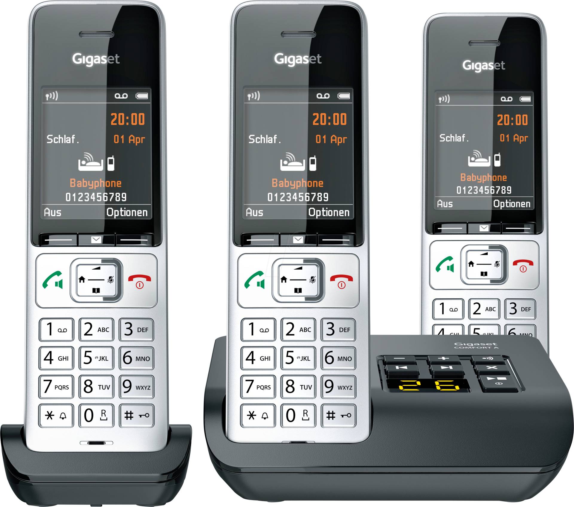 GIGASET C500AT - DECT Telefon, 3 Mobilteile, AB, silber/schwarz von GIGASET COMMUNICATIONS