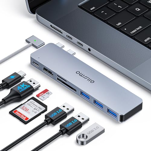 GIISSMO MacBook Adapter, USB C Hub mit Thunderbolt 3, 4K HDMI, 3 USB-A Ports, SD/TF Kartenleser, Zubehör Kompatibel mit MacBook Pro M1 M2 2023-2016, MacBook Air 2023-2018 13" 14" 15" 16" von GIISSMO