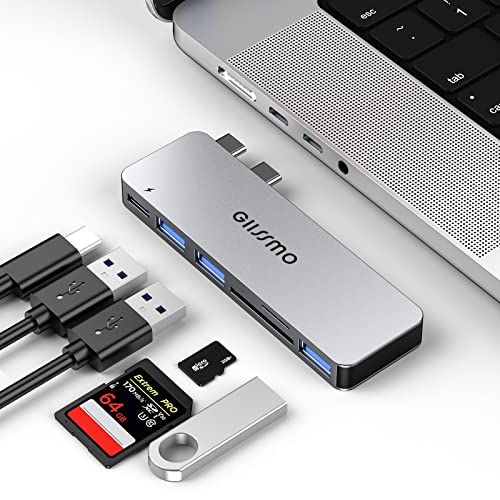 GIISSMO USB C Hub, MacBook Pro Adapter 6 in 2 mit Thunderbolt 3, .0 Anschlüssen, SD/TF-Kartenleser, Kompatibel M1/M2 2023-2016, MacBook Air 2023-2018 von GIISSMO
