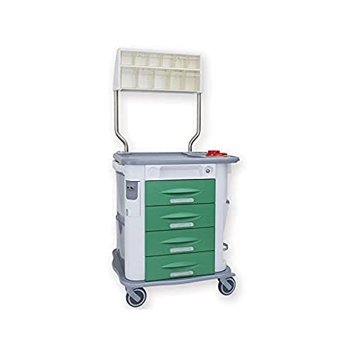 AURION - Therapiewagen, grün, mit 4 Schubladen und Schubladen über 11 Fächer, multifunktional, 45740 von GIMA
