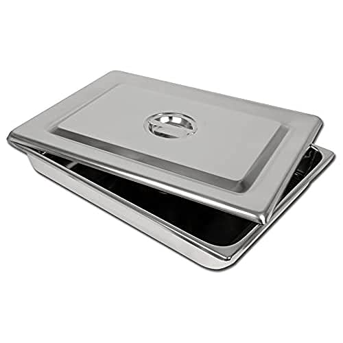 GIMA 26609 Instrumentenschale mit Deckel, 440 mm x 320 mm x 64 mm, Edelstahl von GIMA
