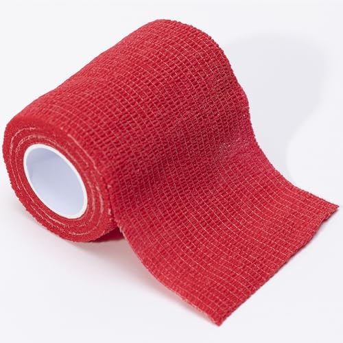 GIMA - Bunte Previtnt Bandagen aus Vliesstoff, selbstklebend, rot, 7,5 cm x 4,5 m, Packung 10 Stück, 34735 von GIMA