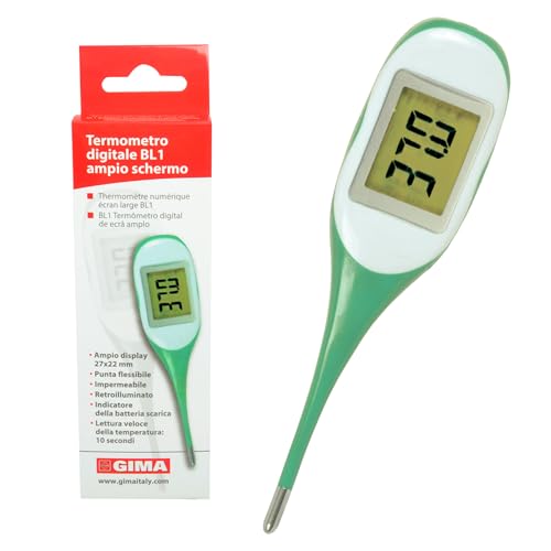 GIMA - Einfach zu bedienendes Digitalthermometer BL1 mit großem Display und Kunststoffgehäuse, 25553 von GIMA