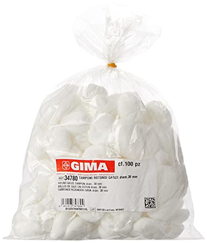 GIMA Mediberg Sferondo Rundpuffer mit Elastik ohne RX, hydrophile Gaze aus reiner Baumwolle, unsteril, 20 Fäden/cm2, Ø 30 mm, Packung mit 100 Stück von GIMA