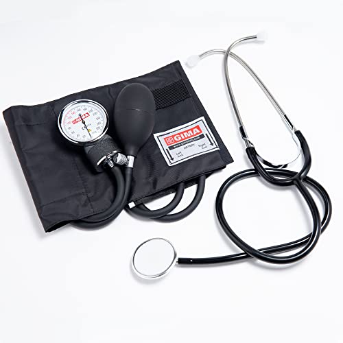 GIMA YTON Classic Aneroid-Blutdruckmessgerät mit Stethoskop, Nylonarmband mit Klettverschluss, latexfrei, manuelle Einstellung, Birne mit Chromventil GIMA YTON Classic Aneroid-Blutdruckmessgerät mit Stethoskop, Nylonarmband mit Klettverschluss, latexfrei, manuelle Einstellung, Birne mit Chromventil von GIMA