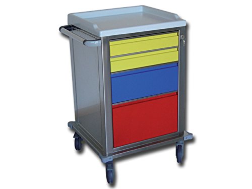 GiMa 45622 Edelstahl Wagen Modular, 2 Schubladen kleine und 1 Medium und 1 groß, 67 cm Länge x 63 cm Breite x 104 cm Höhe von GIMA