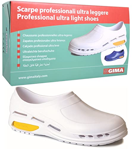 Gima - Anatomische, rutschfeste, antistatische, ultraleichtgewichtige, belüftete, latexfreie professionelle Antischock-Arbeitsschuhe, Weiß, EU-Größe 35, 1 Paar von GIMA