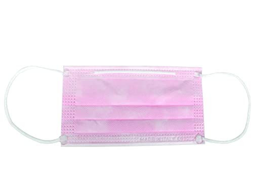 Gima CEPM Premium 98% Typ II Chirurgische Filtermaske, Made in Italy, 3 Lagen, Rosa Farbe, mit elastische Ohrschlaufen, Medizinprodukte-zertifiziert, Schachtel mit 50 Stück in 5 Beuteln x 10 von GIMA