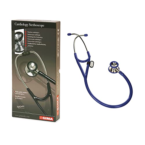 Gima - Classic Cardiology Stethoskop mit Edelstahlkopf, kegelförmige Glocke für tiefe Frequenzen, hochempfindliche Membran zur Verstärkung von Klängen, Lira Blu, 32550 von GIMA
