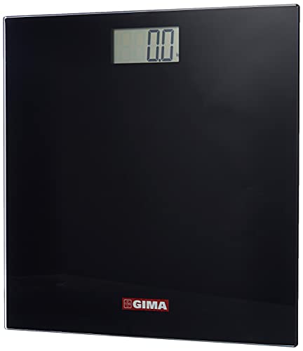 Gima - Digitalwaage, Personenwaage, für das Badezimmer, mit 6 mm Platte aus gehärtetem Glas, Farbe Schwarz. von GIMA