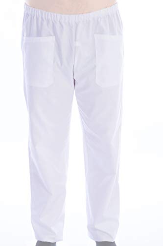 Gima - Hosen aus Baumwolle und Polyester für Krankenhausuniform, Weiße Farbe, mit elastischer Taille, 3 Taschen, Unisex, M-Größe, für Ärzte, Zahnärzte, Tierärzte, Krankenpfleger, Physiotherapeuten von GIMA