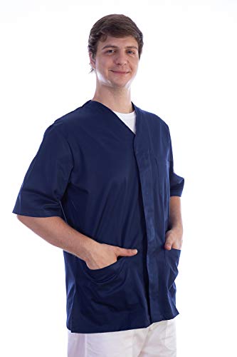 Gima - Kasack aus Baumwolle und Polyester, Krankenhausuniform, dunkelblaue Farbe, V-Ausschnitt, Halbärmel, 5 Druckknöpfe, Unisex, L-Größe, für Ärzte, Tierärzte, Krankenpfleger und Gesundheitspersonal von GIMA