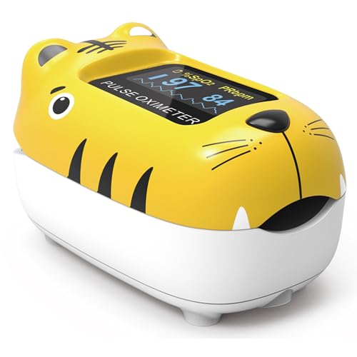 Gima - Oxy 0 Kinder Pulsoximeter, misst Sauerstoffsättigung (Spo2) und Puls bei Kindern, Tiger, 35056 von GIMA