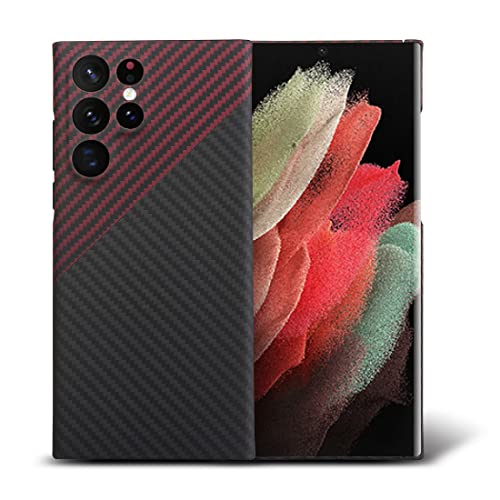 Schlanke und leichte Hülle aus Aramid-Kohlefaser für das Samsung Galaxy S23 Ultra (rot schwarz) von GIMEHOHIG04