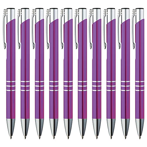 GIMEI® Metall Kugelschreiber 100 Stück | Premium Kugelschreiber Set Hochwertig, Kulli für einfaches & weiches Schreiben | Blauschreibender Kugelschreiber Lila als optischer Hingucker von GIMEI