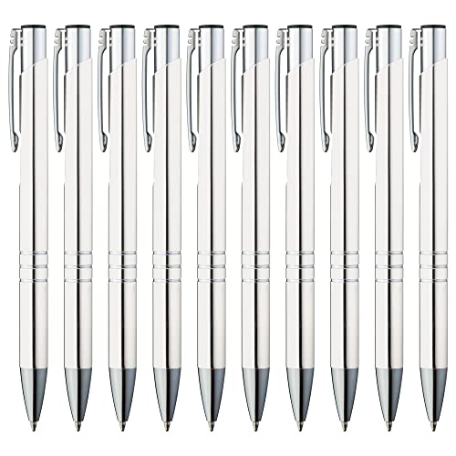 GIMEI® Metall Kugelschreiber 50 Stück | Premium Set Hochwertig, für Einfaches & Weiches Schreiben | Blauschreibender Kulli Weiß als Optischer Hingucker von GIMEI