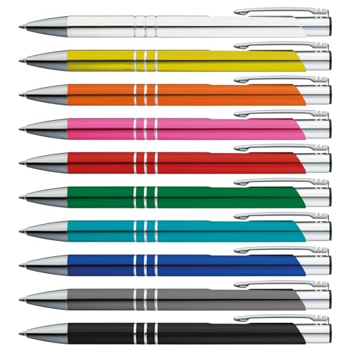 GIMEI® Metall Kugelschreiber 50 Stück | Premium Kugelschreiber Set Hochwertig, Kulli für einfaches & weiches Schreiben | Blauschreibender Kugelschreiber bunt als optischer Hingucker von GIMEI