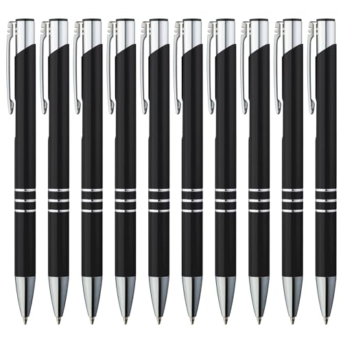 GIMEI® Metall Kugelschreiber 50 Stück | Premium Set Hochwertig für Einfaches & Weiches Schreiben | Blauschreibender Kulli Schwarz als Optischer Hingucker von GIMEI