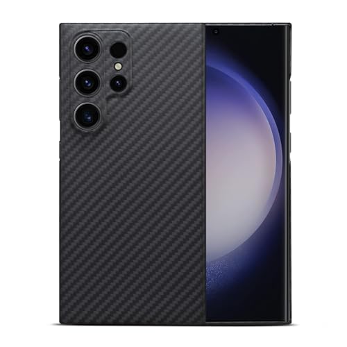 GIMENOHIG Schlanke und leichte Aramid-Kohlefaser-Schutzhülle für Samsung Galaxy S24 Ultra, vollständiger Kameraschutz (schwarz) von GIMENOHIG
