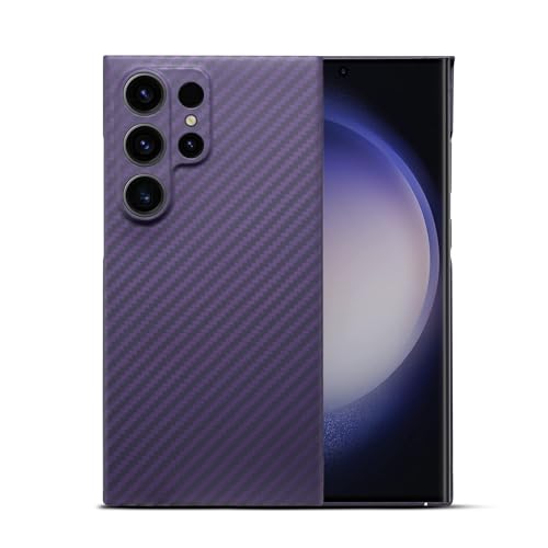 GIMENOHIG Seltene violette Aramid-Kohlefaser-Schutzhülle für Samsung Galaxy S24 Ultra, Kamera-Vollabdeckungsschutz von GIMENOHIG