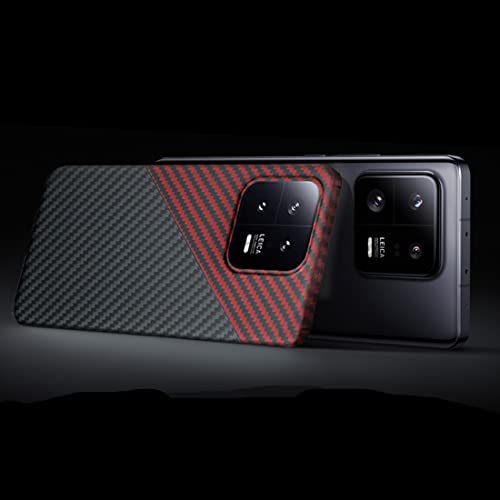 Schlanke und leichte Hülle aus Aramid-Kohlefaser für Xiaomi 13 (Rot schwarz) von GIMENOHIG