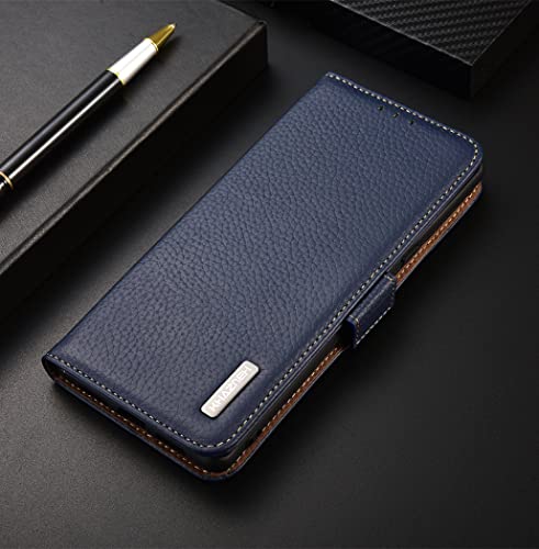 Echtlederhülle für Xiaomi 12T Pro, [RFID-blockierend] Kartenfach Brieftasche Vollschutz Stoßdämpfung (Blau) von GIMENOHIG04