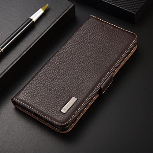 Echtlederhülle für Xiaomi 12T Pro, [RFID-blockierend] Kartenfach Brieftasche Vollschutz Stoßdämpfung (Braun) von GIMENOHIG04