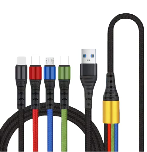 4 in 1 USB Fast Charging Cable [120CM Length] Multi-use cable 2 USB C Micro Android Phones (Type-C*2 + iP+ Micro) von GIMIRO