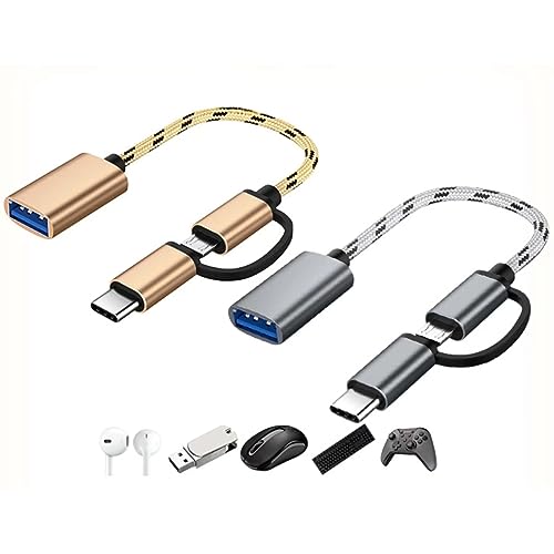 GIMIRO 2 Stück/Pack 2-in-1 USB C/Micro zu USB OTG Adapter, USB C zu USB Konverter, Typ C zu USB OTG Adapter Kompatibel mit Samsung Galaxy Android Huawei iMac von GIMIRO