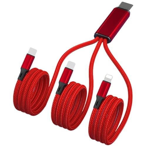 GIMIRO 3 in 1 USB Typ C auf Typ C Ladekabel [120CM Jeder Zweig] 66W Max PD Schnellladung Muti-use USB C Datenkabel für Auto-Aufladung Kompatibel mit HUAWEI XIAOMI SAMSUNG(Red/C-CCL) von GIMIRO