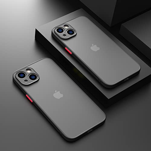 GINASH Luxuriöse, stoßfeste, Matte Rüstungshülle für iPhone 14 13 11 12 Pro Max Mini XR XS X 7 8 Plus, weiche Silikon-Stoßstange, klare Harte PC-Abdeckung, schwarz, für iPhone 13 Mini von GINASH
