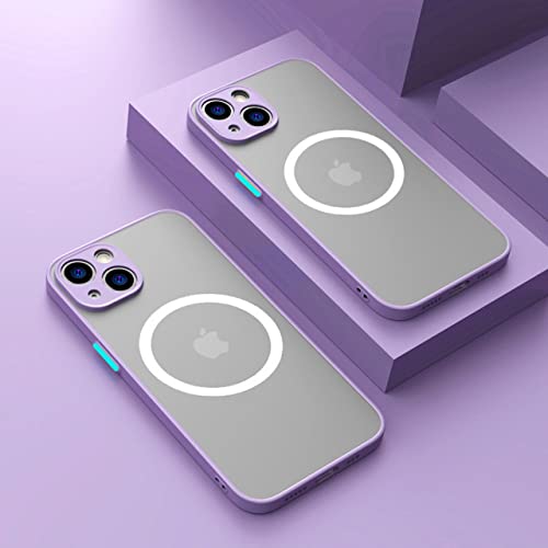 GINASH Luxuriöse Matte magnetische Schutzhülle für kabelloses Laden für iPhone 14 13 11 12 Pro Max Mini Plus XS Max XR X Armor Cover, Lila, für iPhone 13 Mini von GINASH