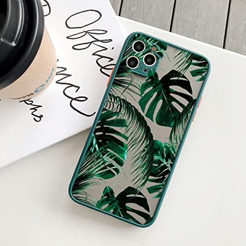 GINASH Palmenblätter Pflanze Blume Handyhülle für iPhone X XR XS MAX 11 12 13 14 Pro Max 6s 7 8 Plus SE2 Harte Rückseite stoßfeste Abdeckung, grüne Palme 1, für iPhone 13 Pro von GINASH