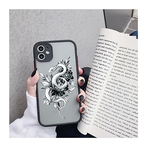 GINASH Tierschwarze Blumenschlangen-Telefonhülle für iPhone 14 13 11 12 Pro XS MAX 8 7 6 6S Plus X SE2020 XR Mini Hart-PC Transparente Hülle, Schwarze Schlange 1, für iPhone 8 GINASH Tierschwarze Blumenschlangen-Telefonhülle für iPhone 14 13 11 12 Pro XS MAX 8 7 6 6S Plus X SE2020 XR Mini Hart-PC Transparente Hülle, Schwarze Schlange 1, für iPhone 8 von GINASH