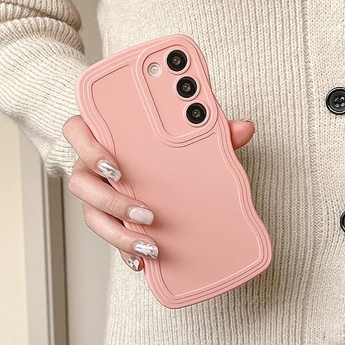GINASH Weiche lockige Welle Fame-Hülle für Samsung S23 Ultra S22 Plus S21 S20 FE A53 5G A52 A14 A34 A54 A23, einfarbige Silikon-Rückseite, rosa, für Samsung A23 von GINASH