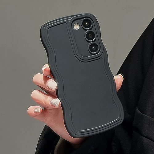 GINASH Weiche lockige Welle Fame Hülle für Samsung S23 Ultra S22 Plus S21 S20 FE A53 5G A52 A14 A34 A54 A23 einfarbige Silikon-Rückseite, schwarz, für Samsung A34 5G von GINASH