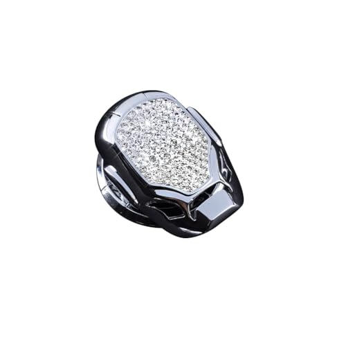 Bling Bling Auto Motor Startknopf Abdeckung, 150 ° Drehung Universal Kartoon Auto Motor Start Stop Knopf Schutzhülle Motor Schalter Dekor Zündknopf Abdeckung Zündknopf Dekor,Silber Weiß von GINKOEHD