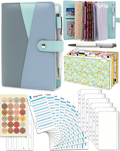Budget Planner, Ginmlyda Geld Organizer 28PCS Budget Binder With A6 Binder Money Envelopes Zipper PVC Pockets Financial Planner Budget Sheets Sticker Pen FOR Money Organizer And Savings Binder (Blue) von GINMLYDA