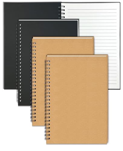 GINMLYDA 4er-Pack Spiralblock A5, Kleines Notizbücher 21 x 14,5cm 60 Blätter Notizbuch A5 mit von GINMLYDA