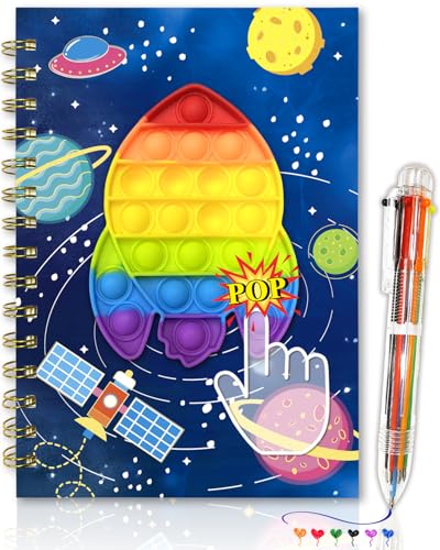 GINMLYDA Pop-Tagebuch Jungen, 21 x 14,5 cm 80 linierte Blätter A5 Spiral-Notizbuch für Kinder Raumschiff Zappel-Pop-Notizbuch mit 6 mehrfarbigen Stiften Pop-Spielzeug Geschenke GINMLYDA Pop-Tagebuch Jungen, 21 x 14,5 cm 80 linierte Blätter A5 Spiral-Notizbuch für Kinder Raumschiff Zappel-Pop-Notizbuch mit 6 mehrfarbigen Stiften Pop-Spielzeug Geschenke von GINMLYDA