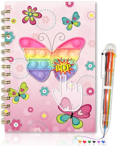 GINMLYDA Pop Tagebuch Mädchen, 21 x 14,5 cm 80 Linierte Blätter Spiral Notizbuch für Kinder Schmetterling Fidget Pop Notizbücher mit 6 Mehrfarbigen Kugelschreibern Pop-Spielzeug Geschenke GINMLYDA Pop Tagebuch Mädchen, 21 x 14,5 cm 80 Linierte Blätter Spiral Notizbuch für Kinder Schmetterling Fidget Pop Notizbücher mit 6 Mehrfarbigen Kugelschreibern Pop-Spielzeug Geschenke von GINMLYDA