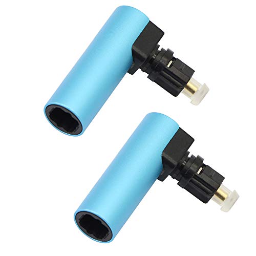 360-Grad-Digitalfaseroptik-Toslink, rechtwinkliger 90-Grad-Adapter für optischen Audioanschluss von Buchse zu Stecker （2er-Pack, blau von GINTOOYUN