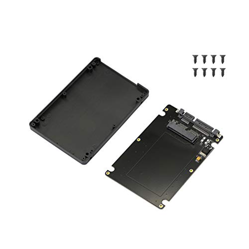 Adapterkarte für Micro SATA SSD HDD auf 6,3 cm (2,5 Zoll) SATA, mit Gehäuse, 16-polige Buchse auf SATA 22-polige Stecker, Laptop Notebook Adapter von GINTOOYUN