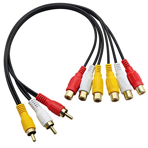 Audio-Video-Splitterkabel, 3 Cinch-Stecker auf 6 Cinch-Buchsen, Composite-Verlängerungs-AV-Adapter für TV, DVD, Set-Top-Box usw., 30 cm von GINTOOYUN