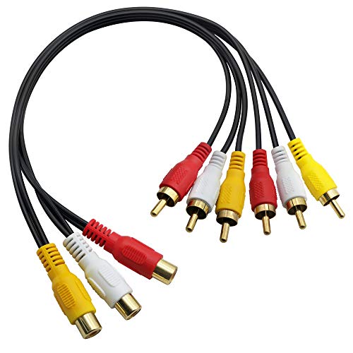 Audio-Video-Splitterkabel mit 3 Cinch-Buchsen auf 6 Cinch-Stecker, Verlängerungskabel für TV, DVD, Set-Top-Box usw., 30 cm von GINTOOYUN