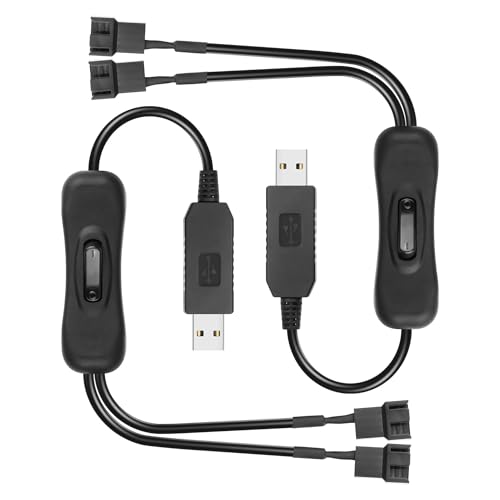 GINTOOYUN 2 PCS USB zu 3/4 Pin Boost 1 zu 2 Schalter Fan Kabel 5V zu 12V USB-A Stecker zu Dual 3/4 Pin Stecker Stecker Gehäuse Fan Kabel für Chassis Fans(16.38 Zoll) (5V bis 12V 4Pin) von GINTOOYUN