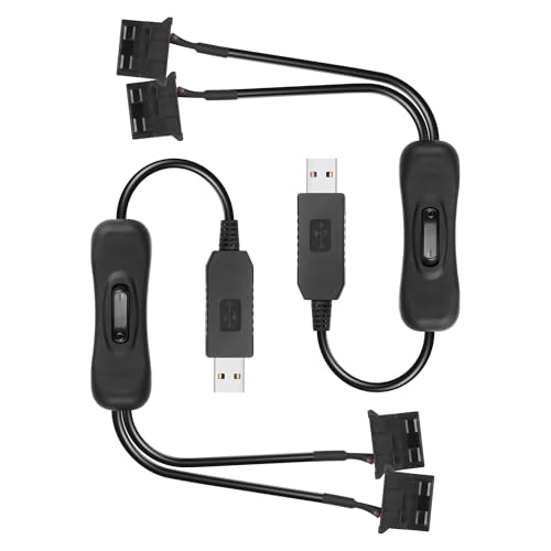 GINTOOYUN 2 PCS USB zu großen 3/4 Pin Boost 1 zu 2 Schalter Fan Kabel 5V zu 12V USB-A Mann zu Dual Large 3/4 Pin weibliche Chassis Fan Kabel für Chassis Fans(16.3 Zoll)(5V bis 12V Große 4Pin) von GINTOOYUN