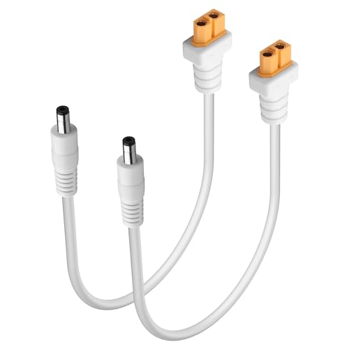GINTOOYUN 2 PCS Weiß XT60 zu DC5521 Netzkabel XT-60 weiblich zu DC 5.5mm x 2.1mm Stecker 2x1.5mm ² Netzkabel für FPV Goggles, B6 Balanced Charger, etc(11.81 Zoll) (0.3m) von GINTOOYUN