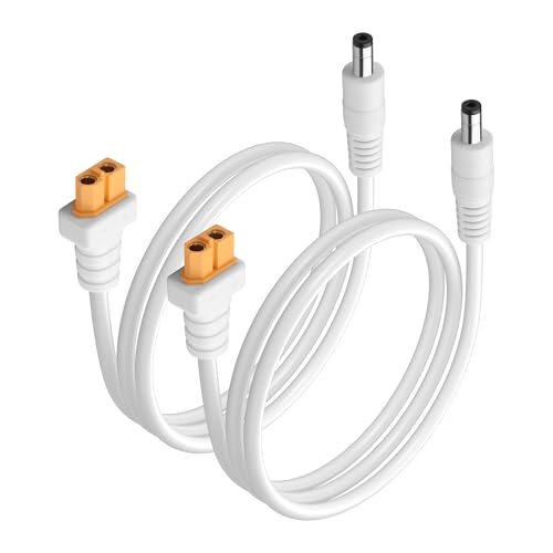GINTOOYUN 2 PCS Weiß XT60 zu DC5521 Netzkabel XT-60 weiblich zu DC 5.5mm x 2.1mm Stecker 2x1.5mm ² Netzkabel für FPV Goggles,B6 Balanced Charger,etc(39.37 Zoll)(1m) von GINTOOYUN